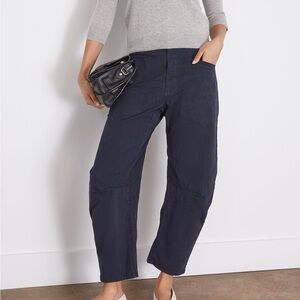 Nili Lotan Shon Pant Blue Black Barrel Leg Carpenter 2 midnight NWT